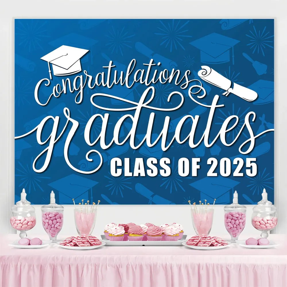 Toile de fond Idées Remise de Diplôme Bleu Élégant 2025 BRP2-263