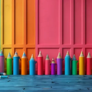 Toile de fond Rentrée des Classes Crayons de Couleur Apprentissage GQ3-130