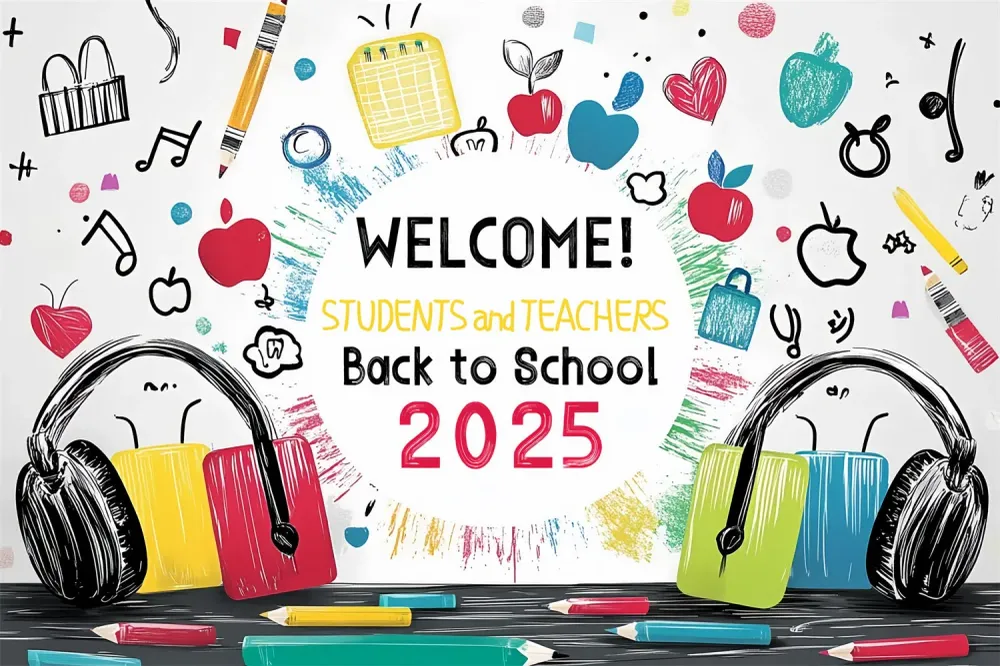 Toile de fond Rentrée des Classes Fournitures Scolaires Artistiques et Vibrantes CSH3-60