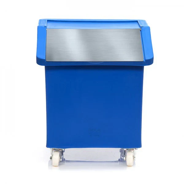 142 Litre Ingredients Trolley Stainless Steel Flap Lid – Food Approved Mobile Storage Bin