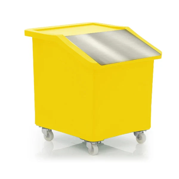 142 Litre Ingredients Trolley Stainless Steel Flap Lid – Food Approved Mobile Storage Bin
