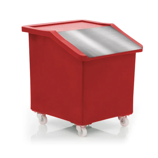 142 Litre Ingredients Trolley Stainless Steel Flap Lid – Food Approved Mobile Storage Bin