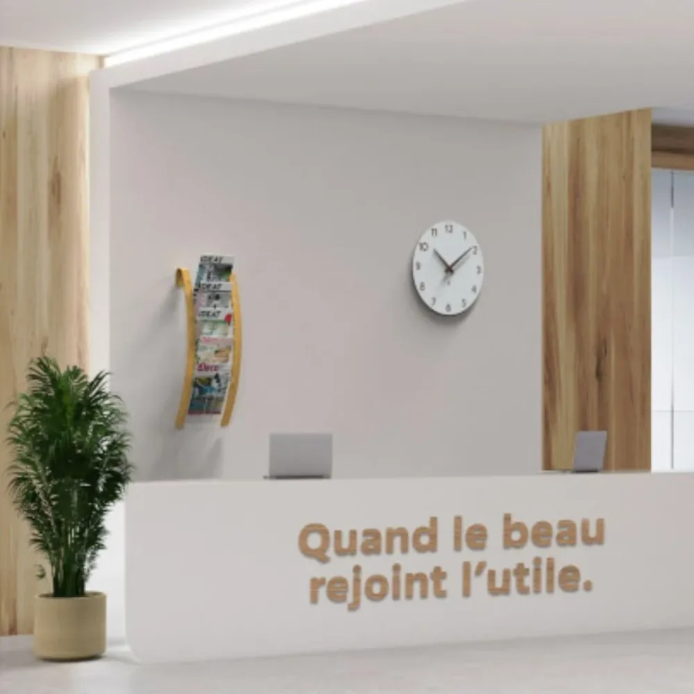 Présentoir Mural 5 Compartiments Bois et Blanc ALBA