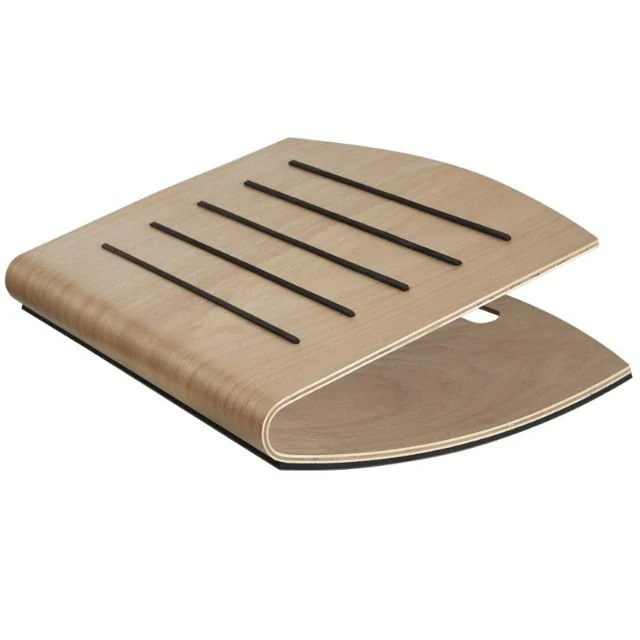 Repose Pied en Bois Naturel - Noir ALBA