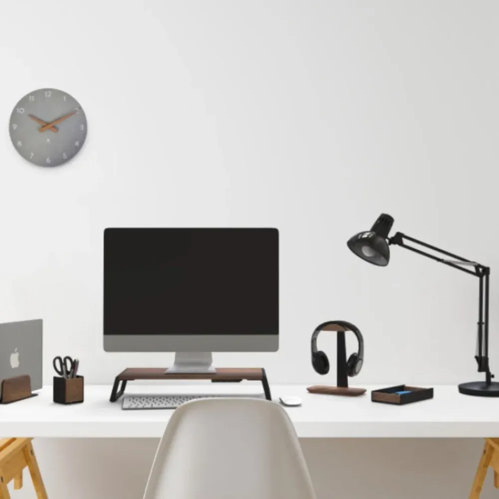 Support Ordinateur/Tablette - Bois et Aluminium Noir ALBA