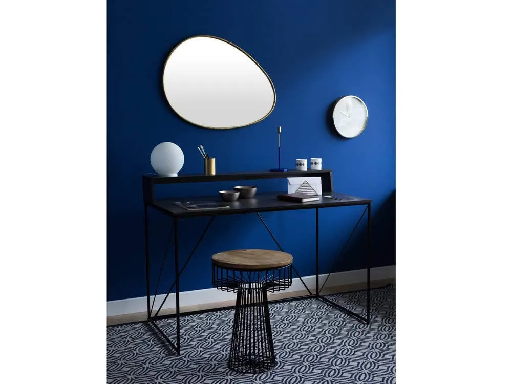 Walter Bureau Design Industriel Laqué Noir Métal et MDF avec Etagère 120 x 63 x 89-75 cm Alsapan
