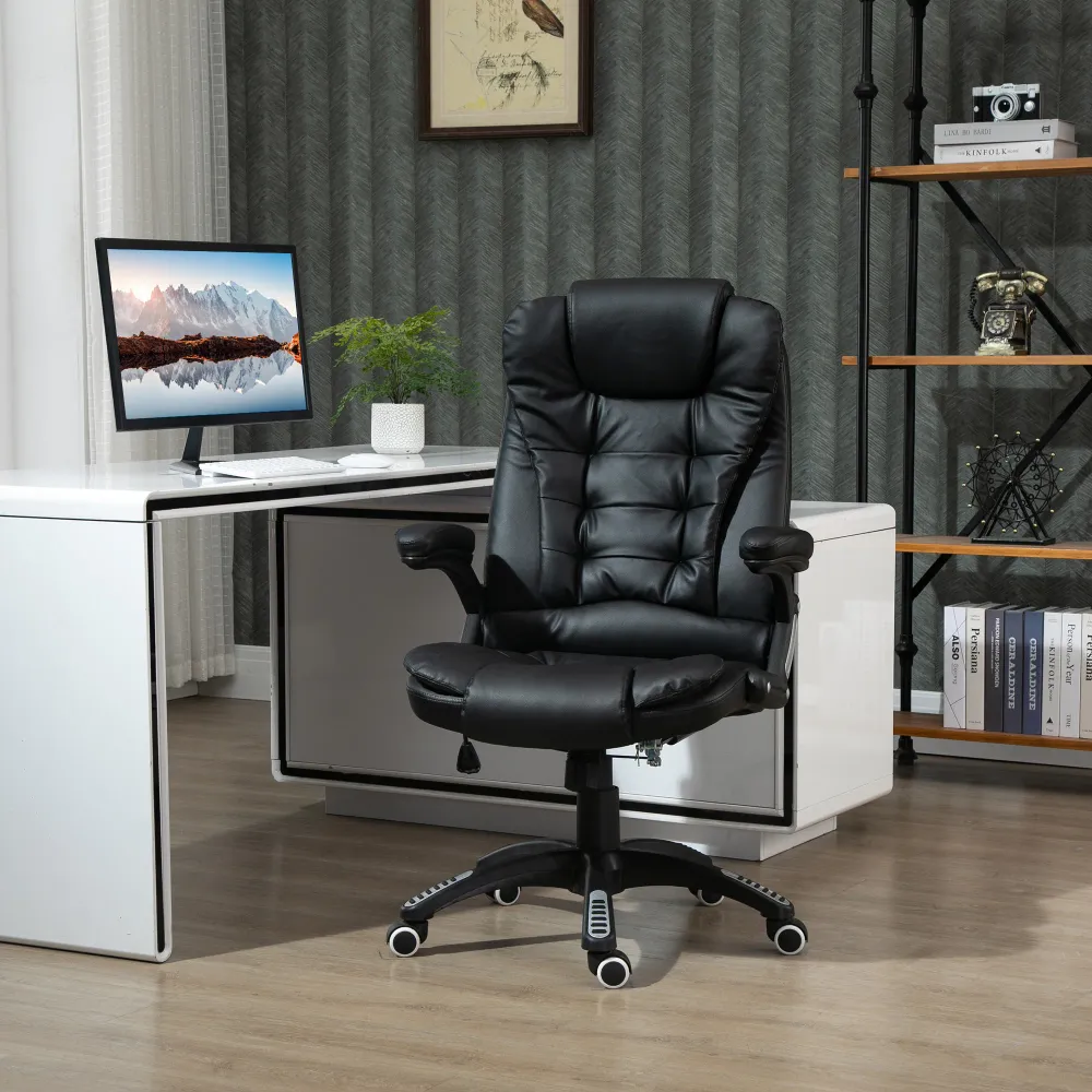 Fauteuil de bureau en cuir synthétique, noir Ameublement à rabais
