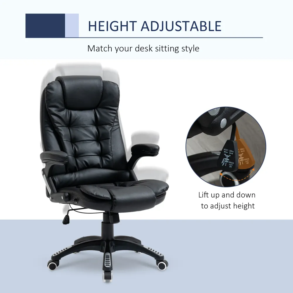 Fauteuil de bureau en cuir synthétique, noir Ameublement à rabais