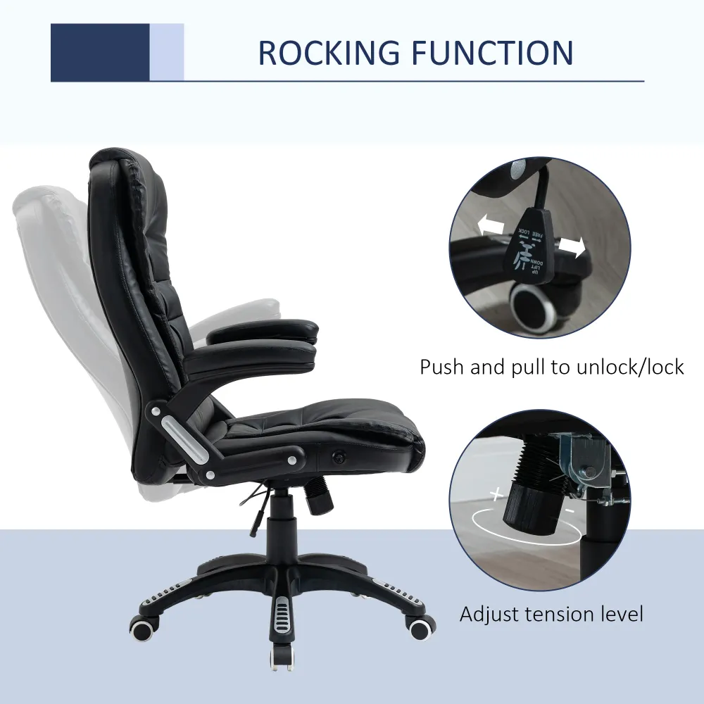 Fauteuil de bureau en cuir synthétique, noir Ameublement à rabais