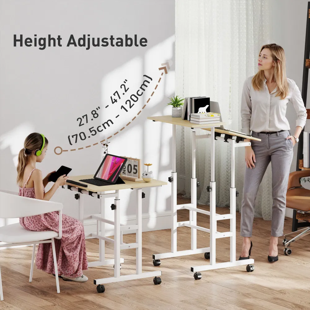 Bureau assis-debout réglable en hauteur et en inclinaison Aosom