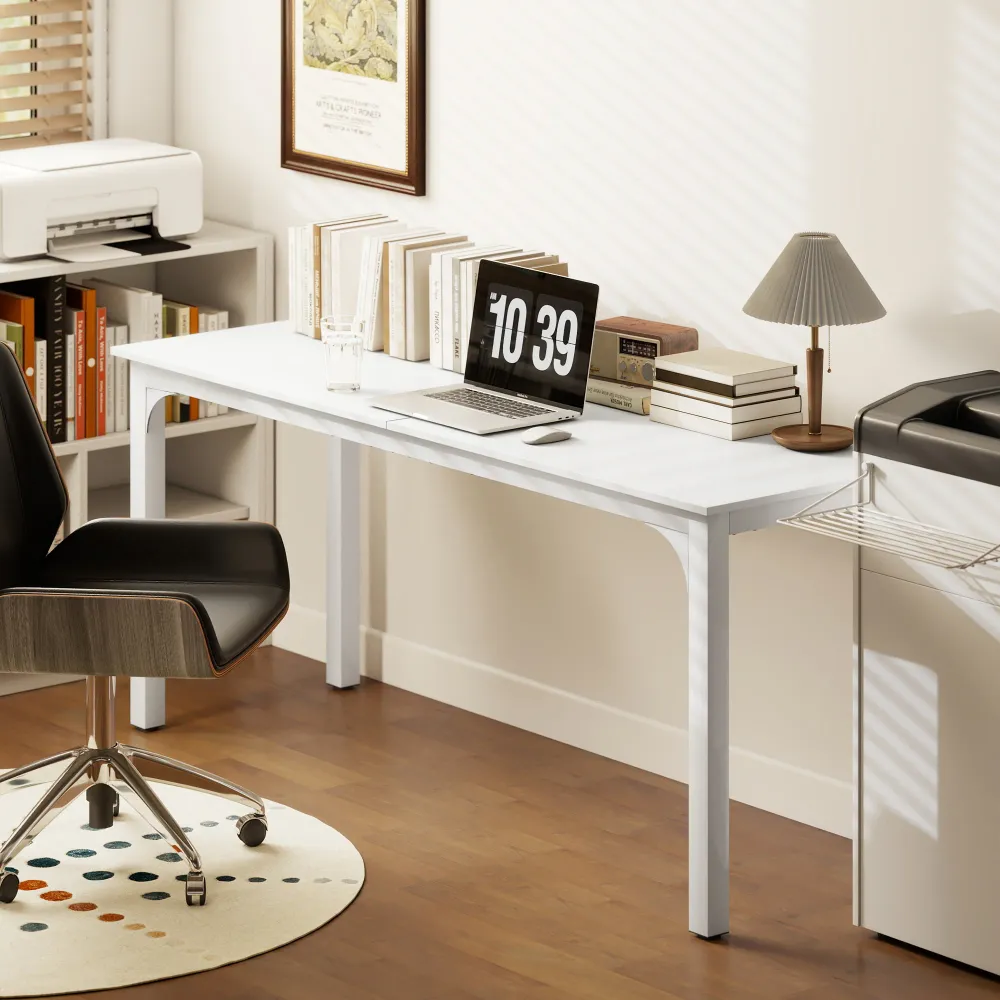 Bureau avec pieds en métal, blanc Aosom
