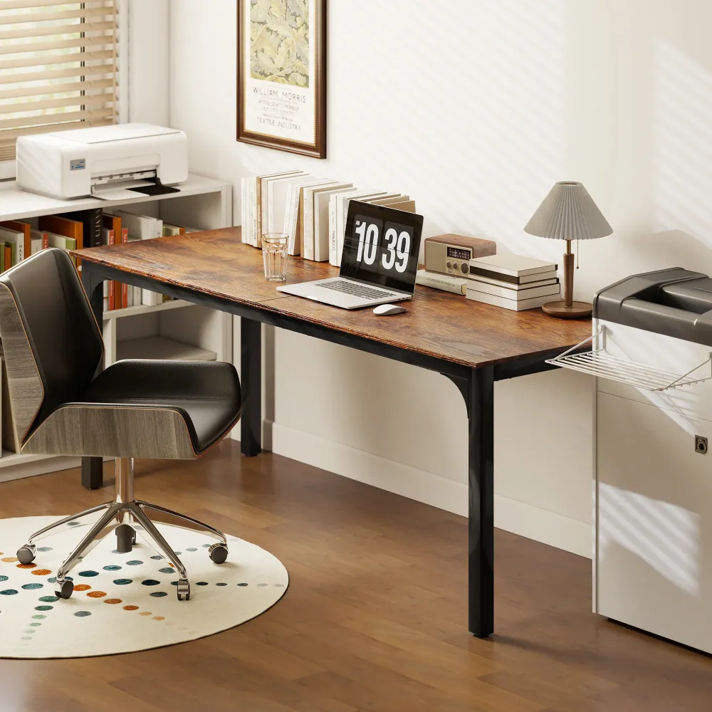 Bureau avec pieds en métal, marron rustique Aosom