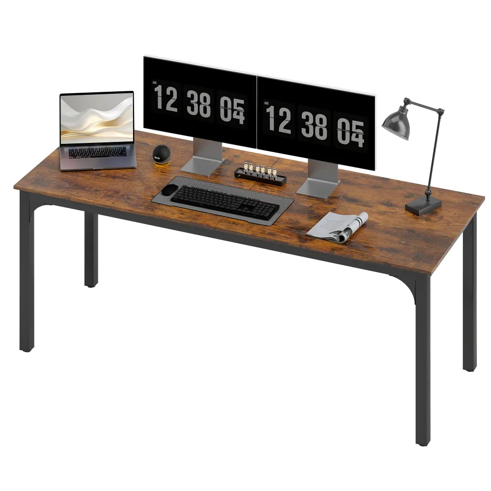 Bureau avec pieds en métal, marron rustique Aosom