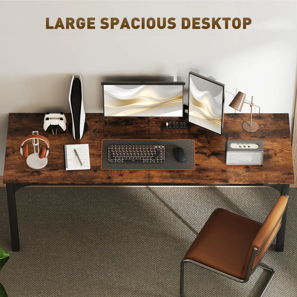 Bureau avec pieds en métal, marron rustique Aosom