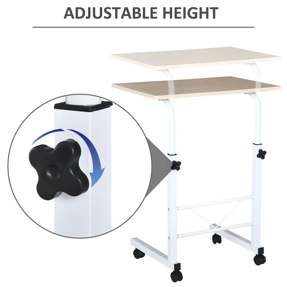 Bureau debout mobile à hauteur réglable avec roulettes, bois naturel Aosom