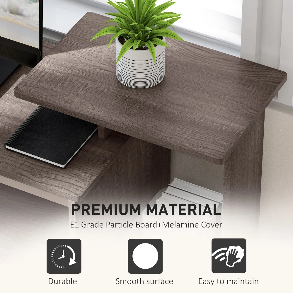 Bureau d'ordinateur avec plateau coulissant pour clavier, tiroir de rangement, gris Aosom