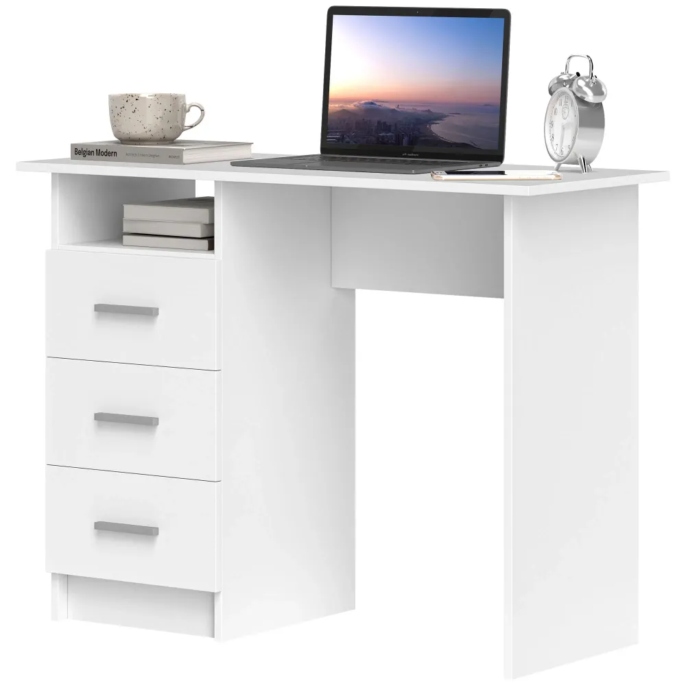 Bureau d'ordinateur avec rangement, blanc Aosom
