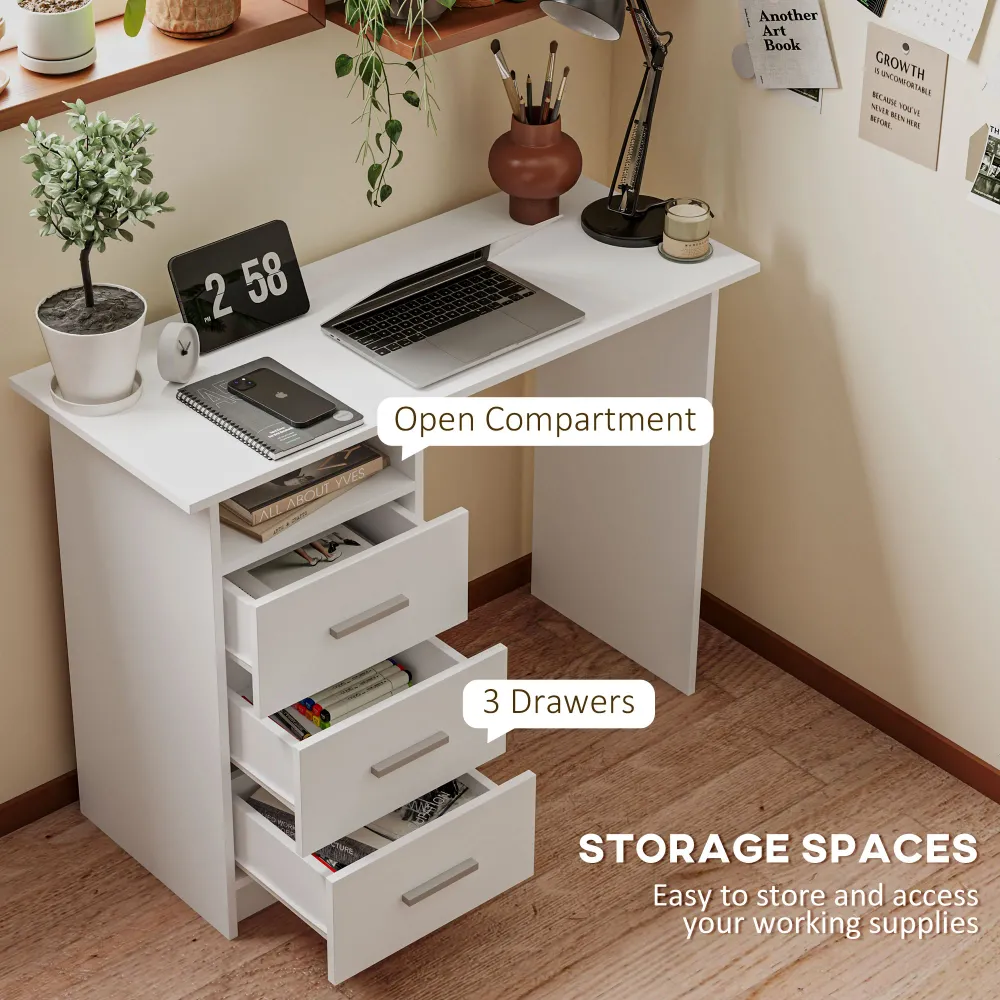 Bureau d'ordinateur avec rangement, blanc Aosom
