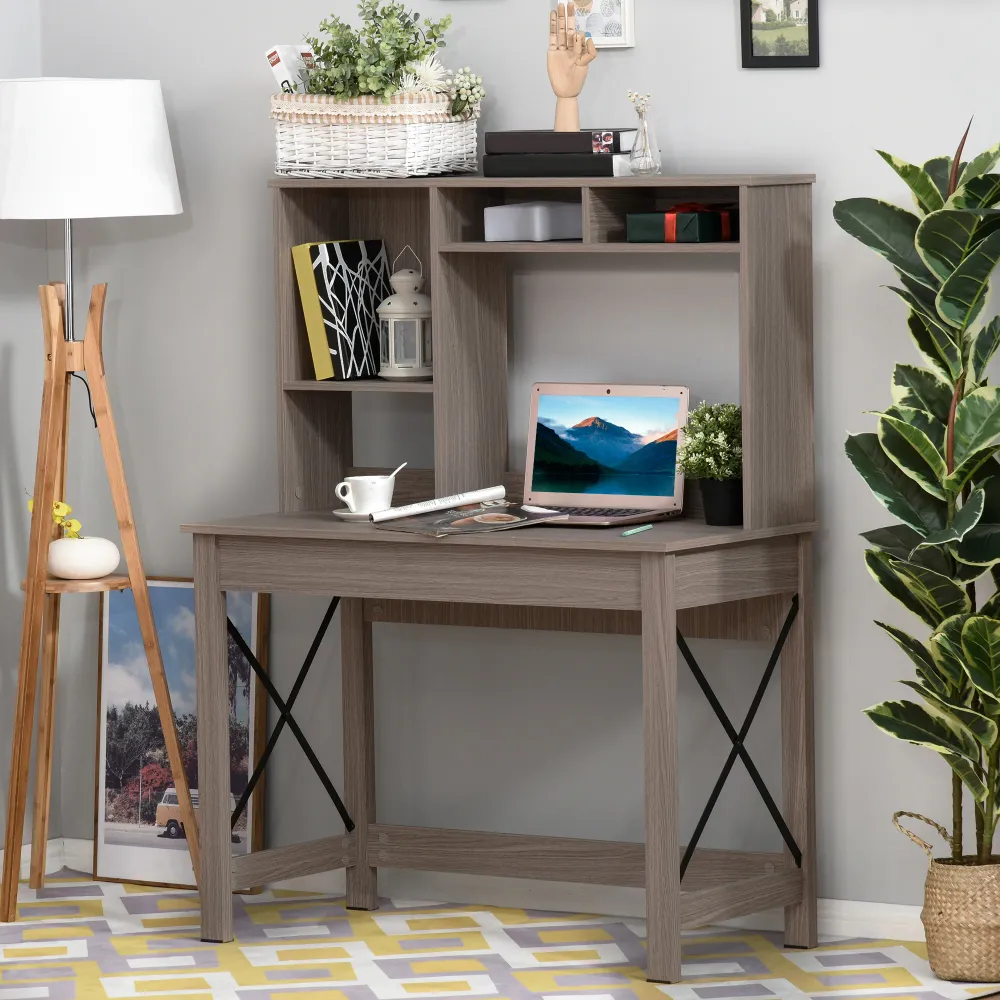 Bureau d'ordinateur avec rangement, marron Aosom