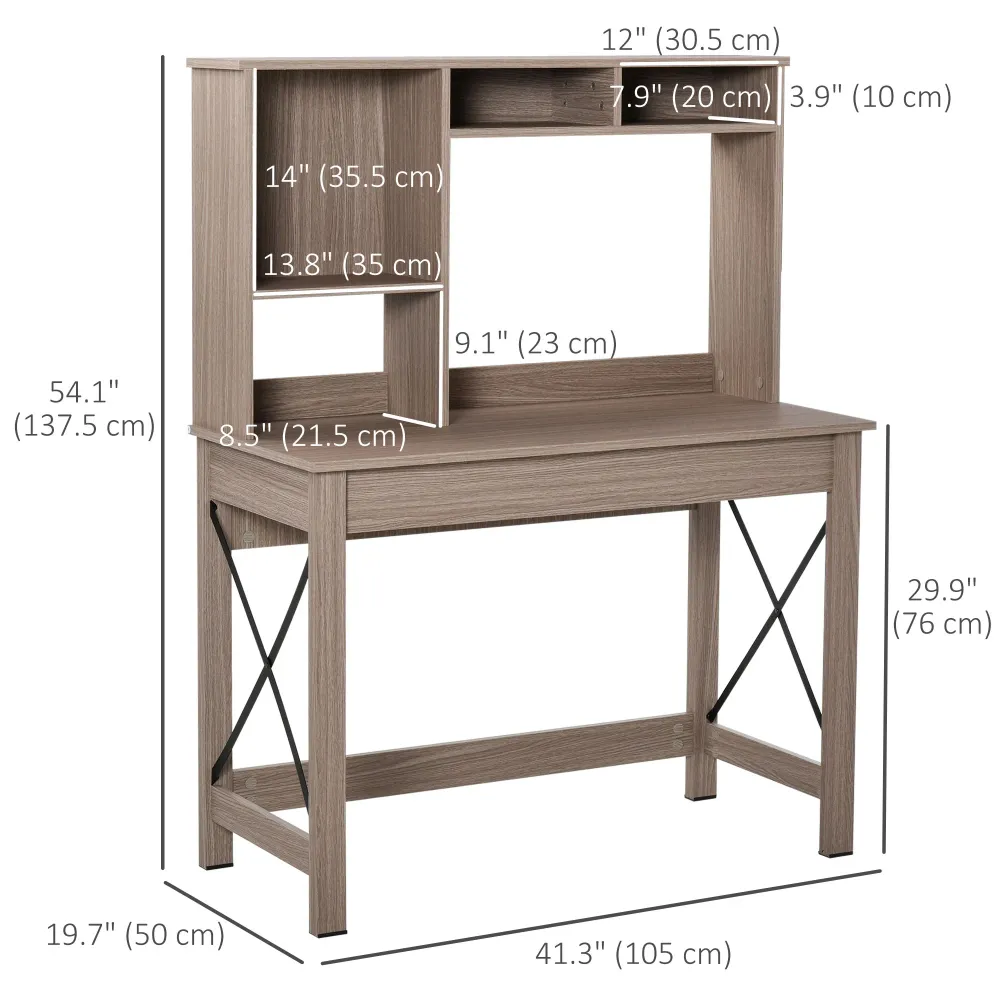 Bureau d'ordinateur avec rangement, marron Aosom