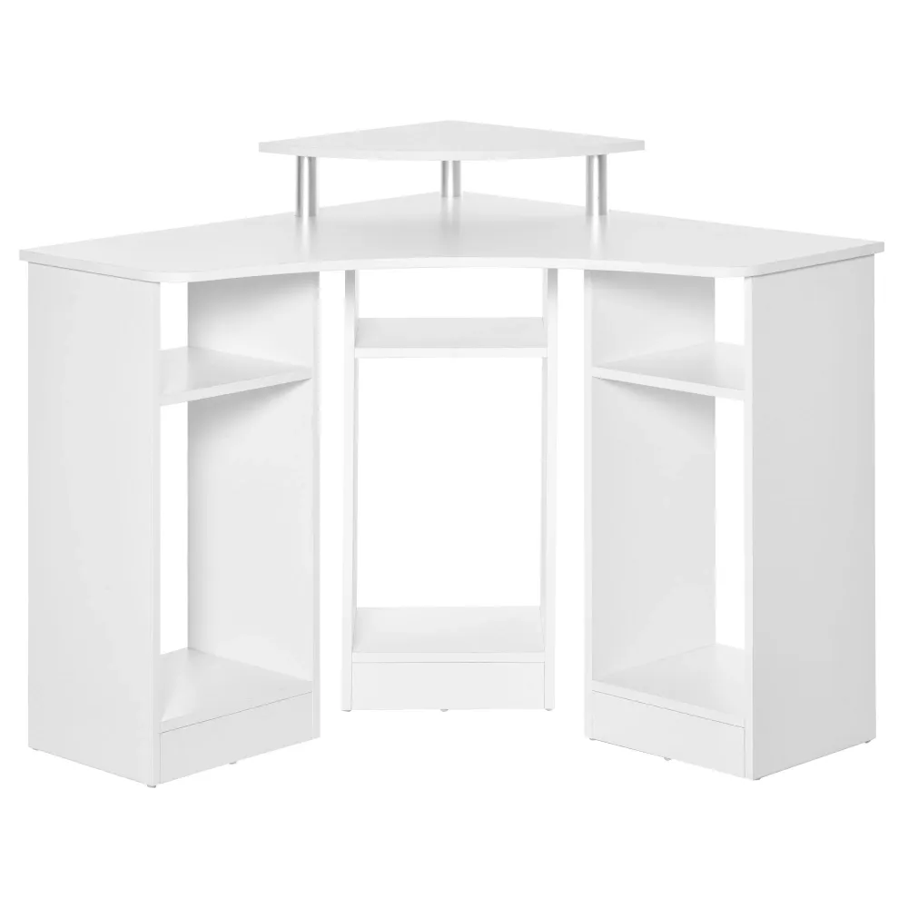 Bureau d'ordinateur en L avec support pour écran, blanc Aosom