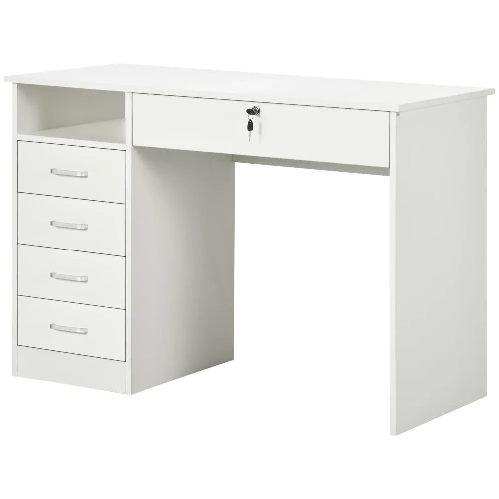Bureau d'ordinateur avec tiroir verrouillable et compartiment ouvert, blanc Aosom