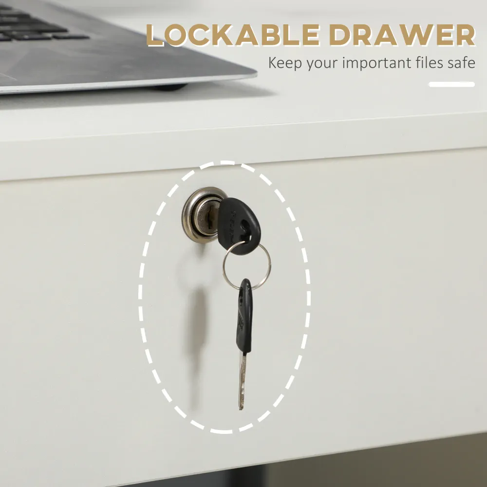 Bureau d'ordinateur avec tiroir verrouillable et compartiment ouvert, blanc Aosom