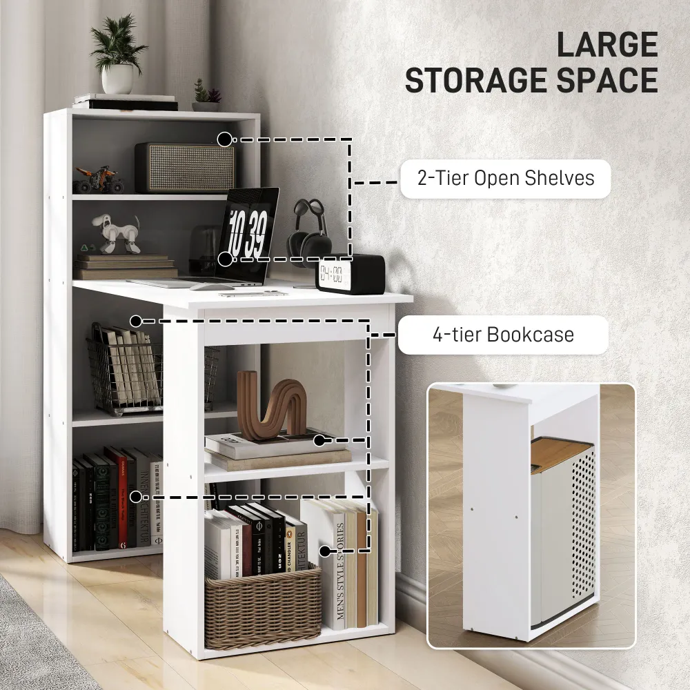 Bureau d'ordinateur moderne avec étagères de rangement, blanc Aosom