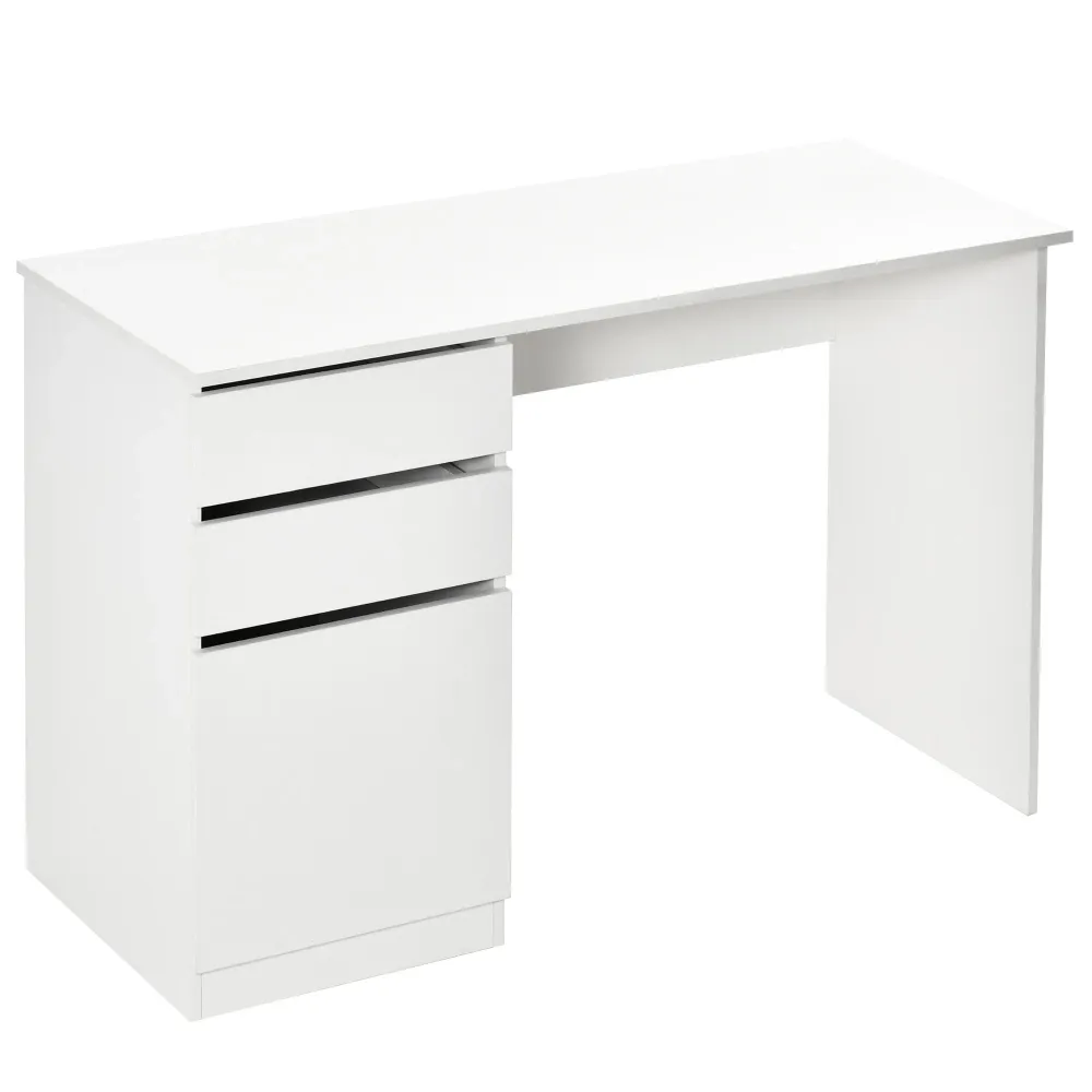 Bureau d'ordinateur moderne avec tiroir de rangement et armoire, blanc Aosom