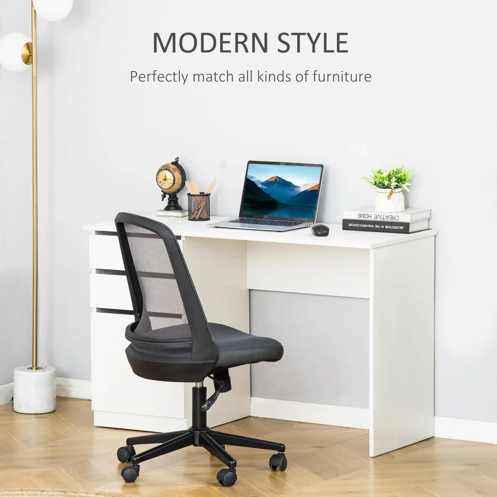 Bureau d'ordinateur moderne avec tiroir de rangement et armoire, blanc Aosom