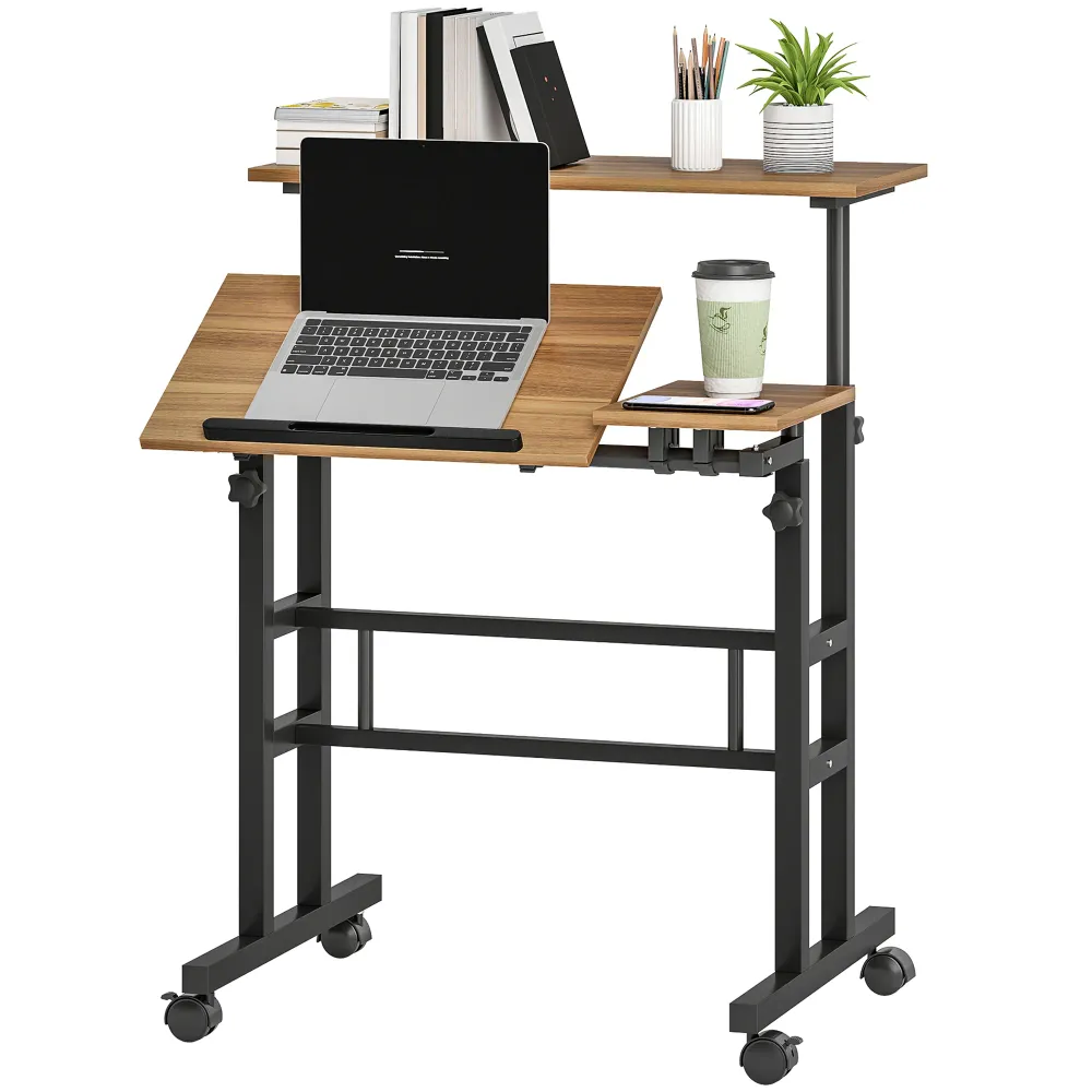 Bureau mobile réglable en hauteur et en inclinaison Aosom