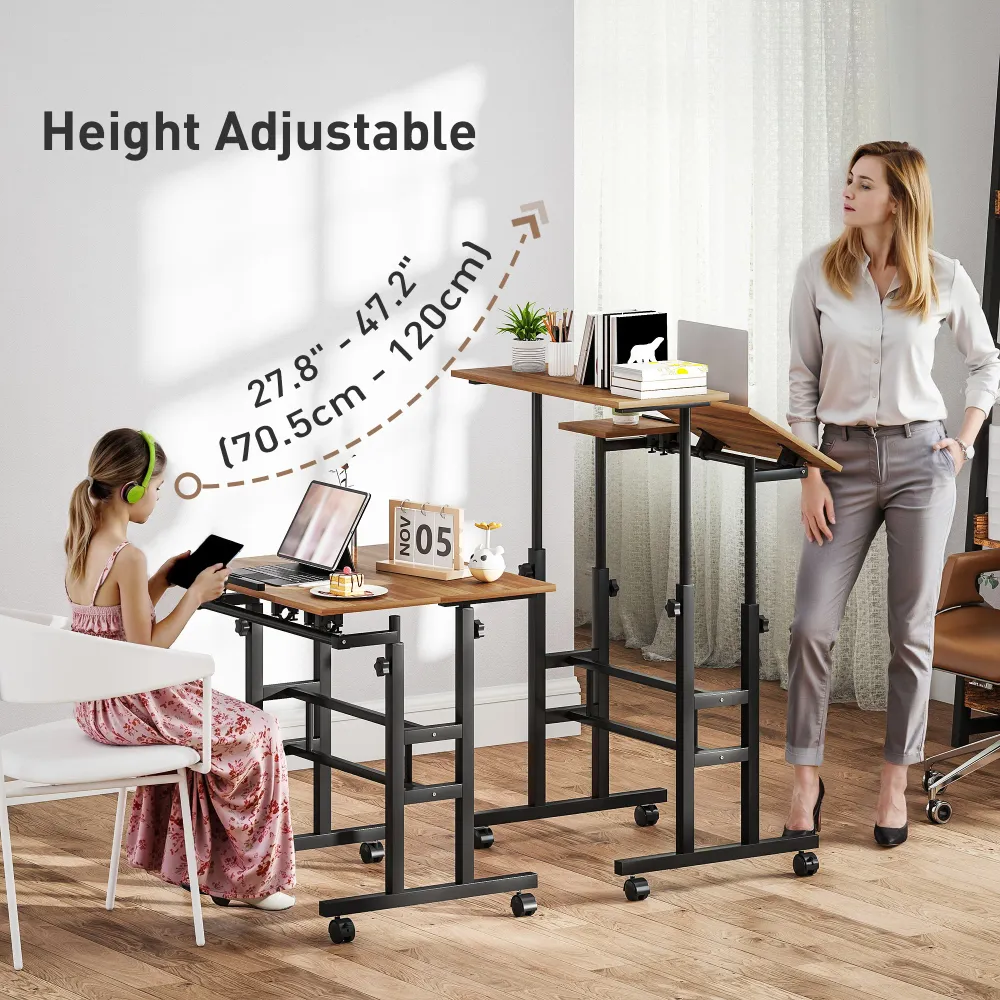 Bureau mobile réglable en hauteur et en inclinaison Aosom