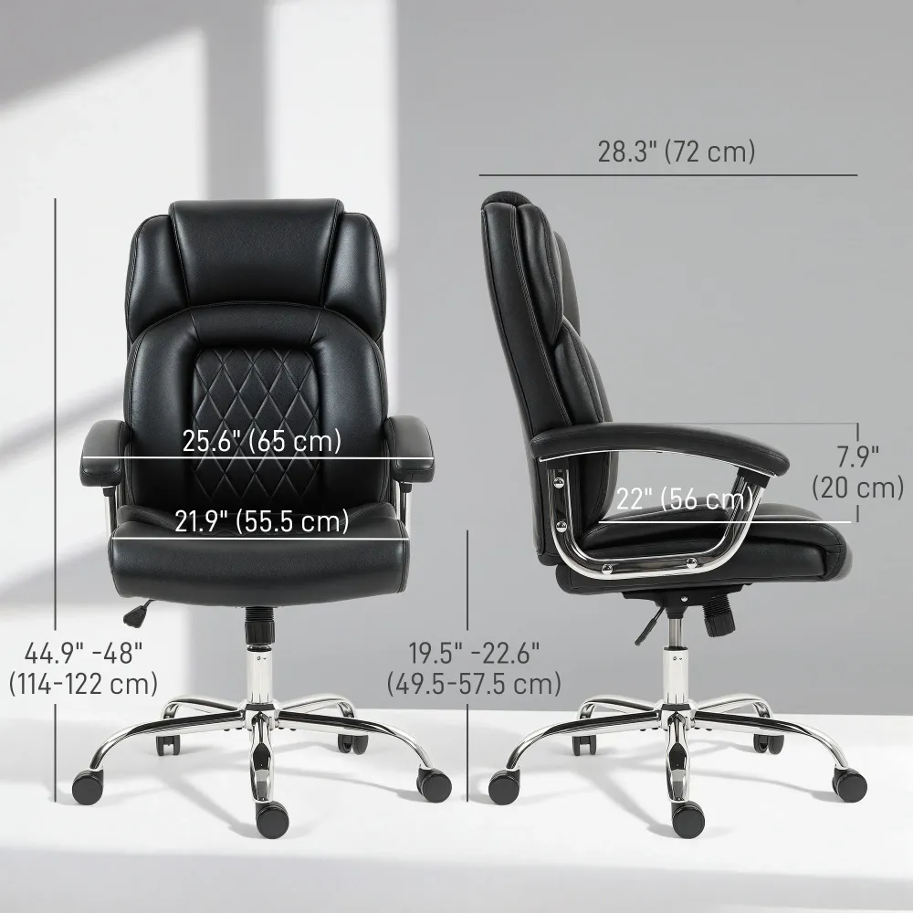 Fauteuil de bureau avec coussin à ressorts, revêtement en similicuir, noir. Aosom