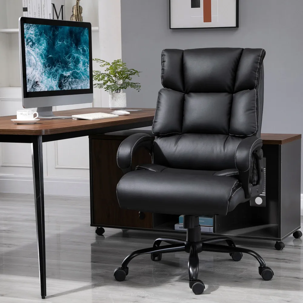 Fauteuil de bureau ergonomique robuste, noir Aosom