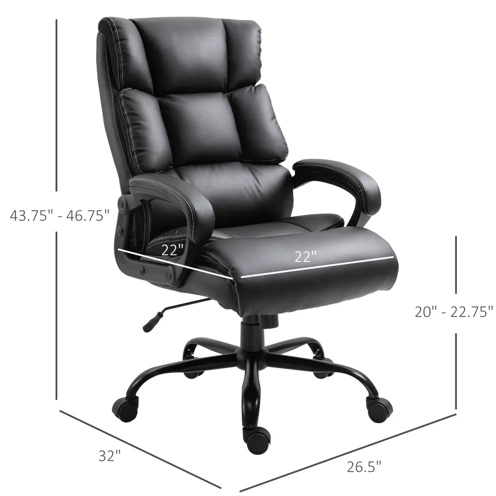 Fauteuil de bureau ergonomique robuste, noir Aosom