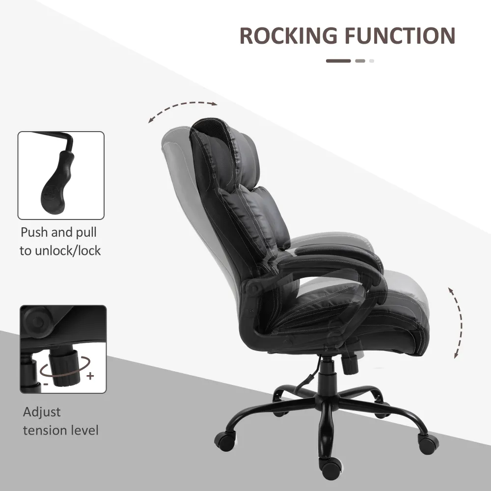 Fauteuil de bureau ergonomique robuste, noir Aosom