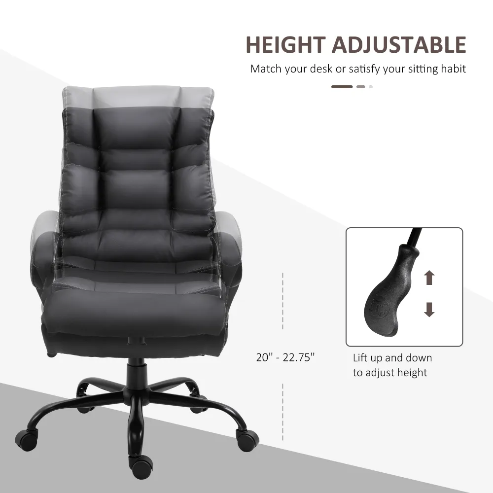 Fauteuil de bureau ergonomique robuste, noir Aosom