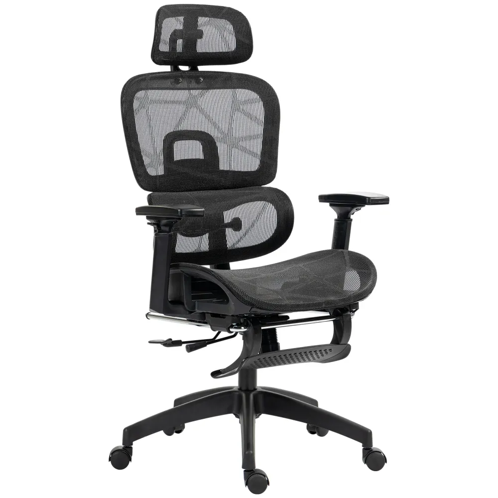Fauteuil de bureau en maille avec accoudoirs 3D, noir Aosom