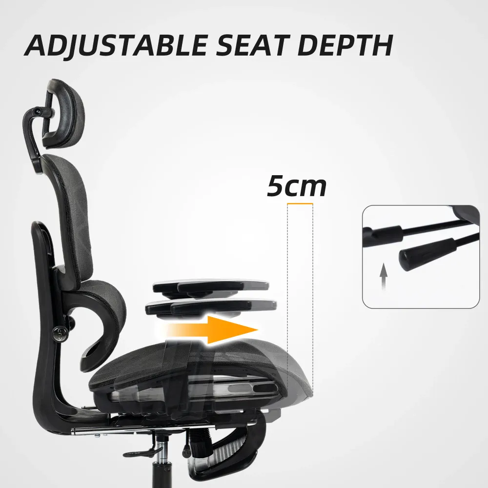 Fauteuil de bureau en maille avec accoudoirs 3D, noir Aosom