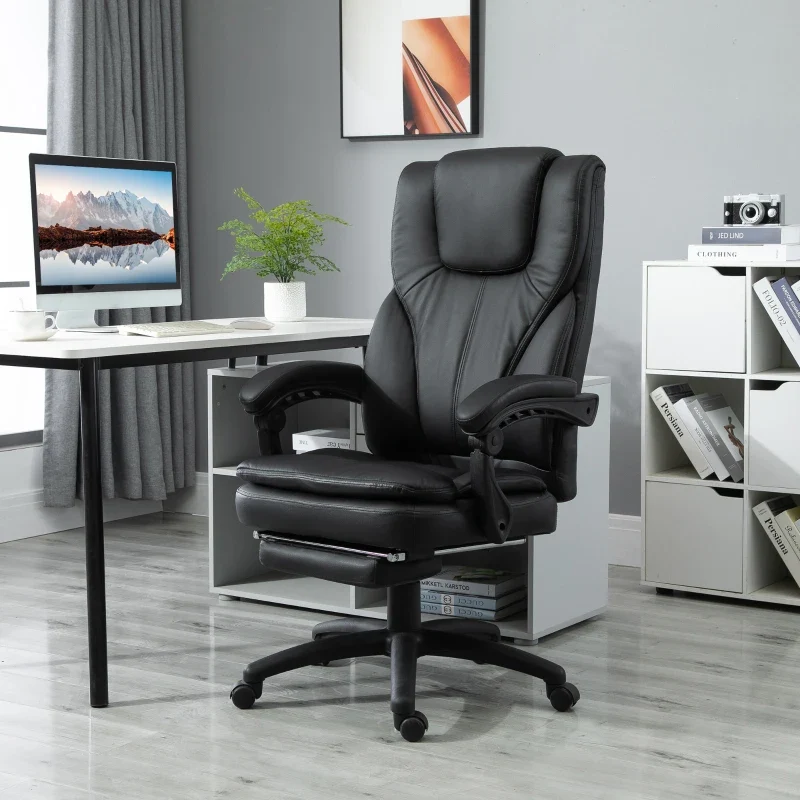 Fauteuil de bureau à massage par vibrations en 6 points avec repose-pieds rétractable Aosom