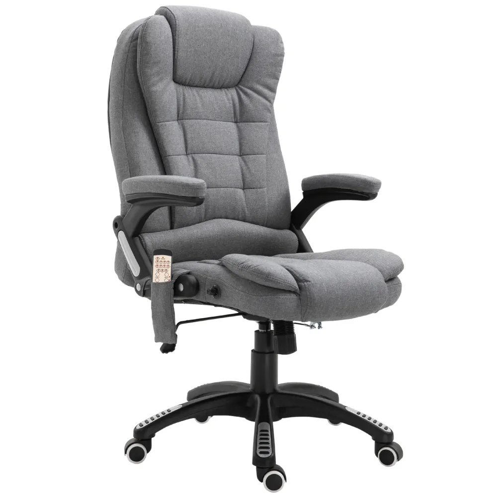 Fauteuil de bureau à massage vibrant 6 points, gris Aosom