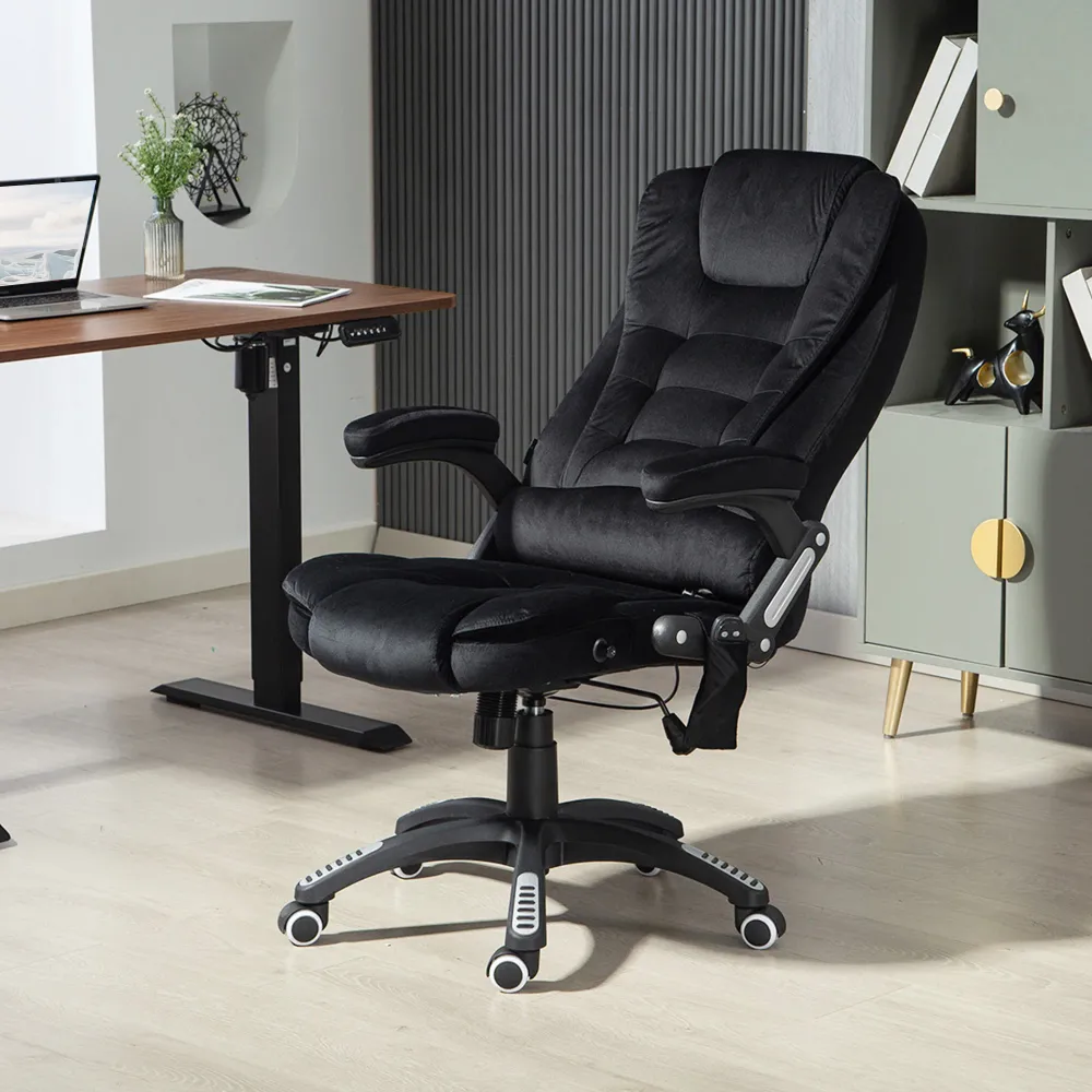 Fauteuil de bureau à massage vibrant 6 points, noir Aosom