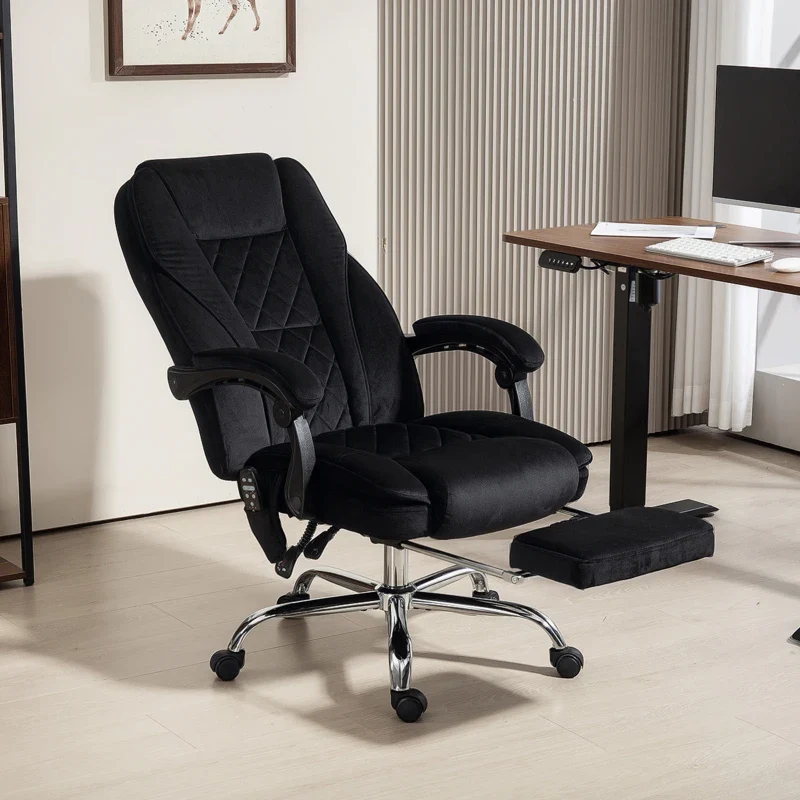 Fauteuil de bureau massant avec hauteur réglable et repose-pieds, noir Aosom
