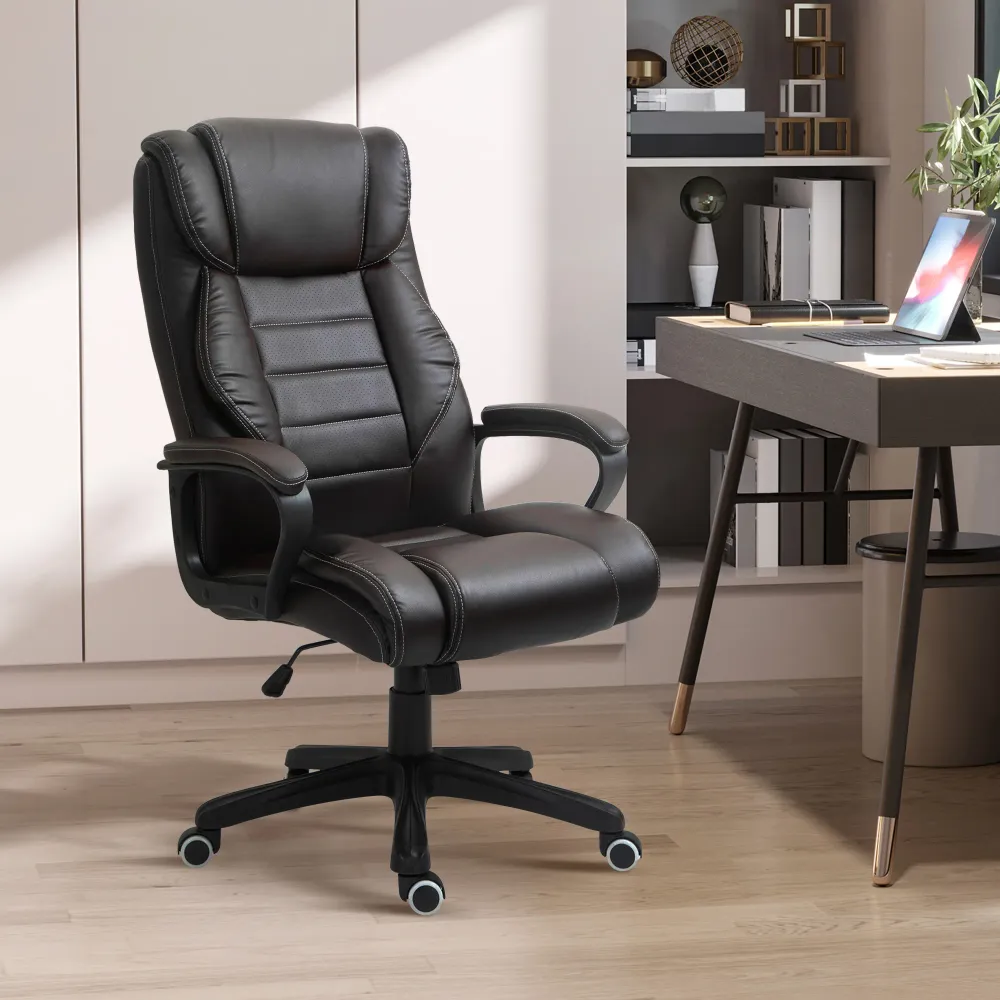 Fauteuil de bureau massant avec vibration à 6 points, marron Aosom