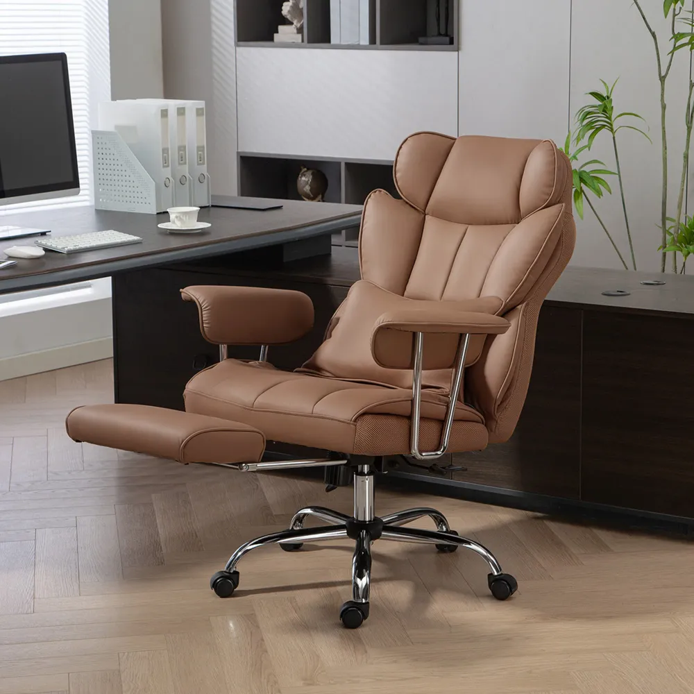 Fauteuil de bureau massant avec vibration à 6 points, marron Aosom