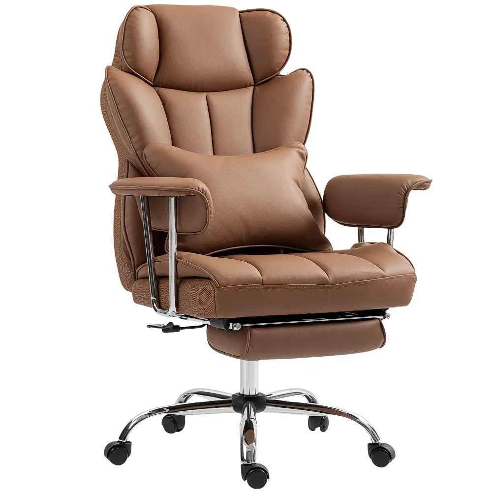 Fauteuil de bureau massant avec vibration à 6 points, marron Aosom