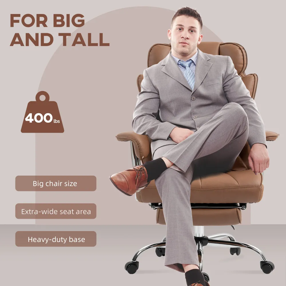 Fauteuil de bureau massant avec vibration à 6 points, marron Aosom