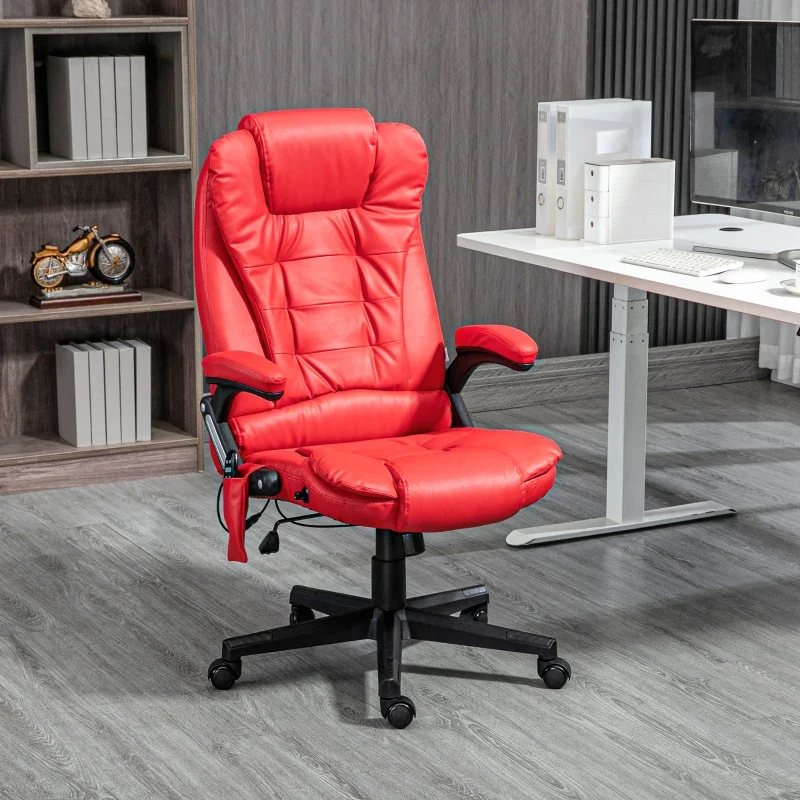 Fauteuil de bureau massant, chauffant et réglable en similicuir Aosom