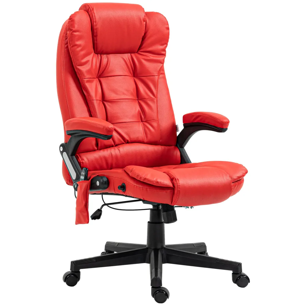 Fauteuil de bureau massant, chauffant et réglable en similicuir Aosom