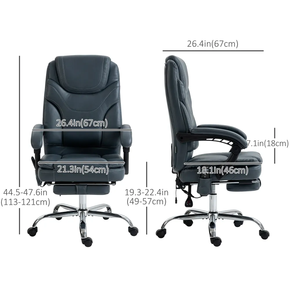 Fauteuil de bureau massant à 6 points avec repose-pieds, gris Aosom